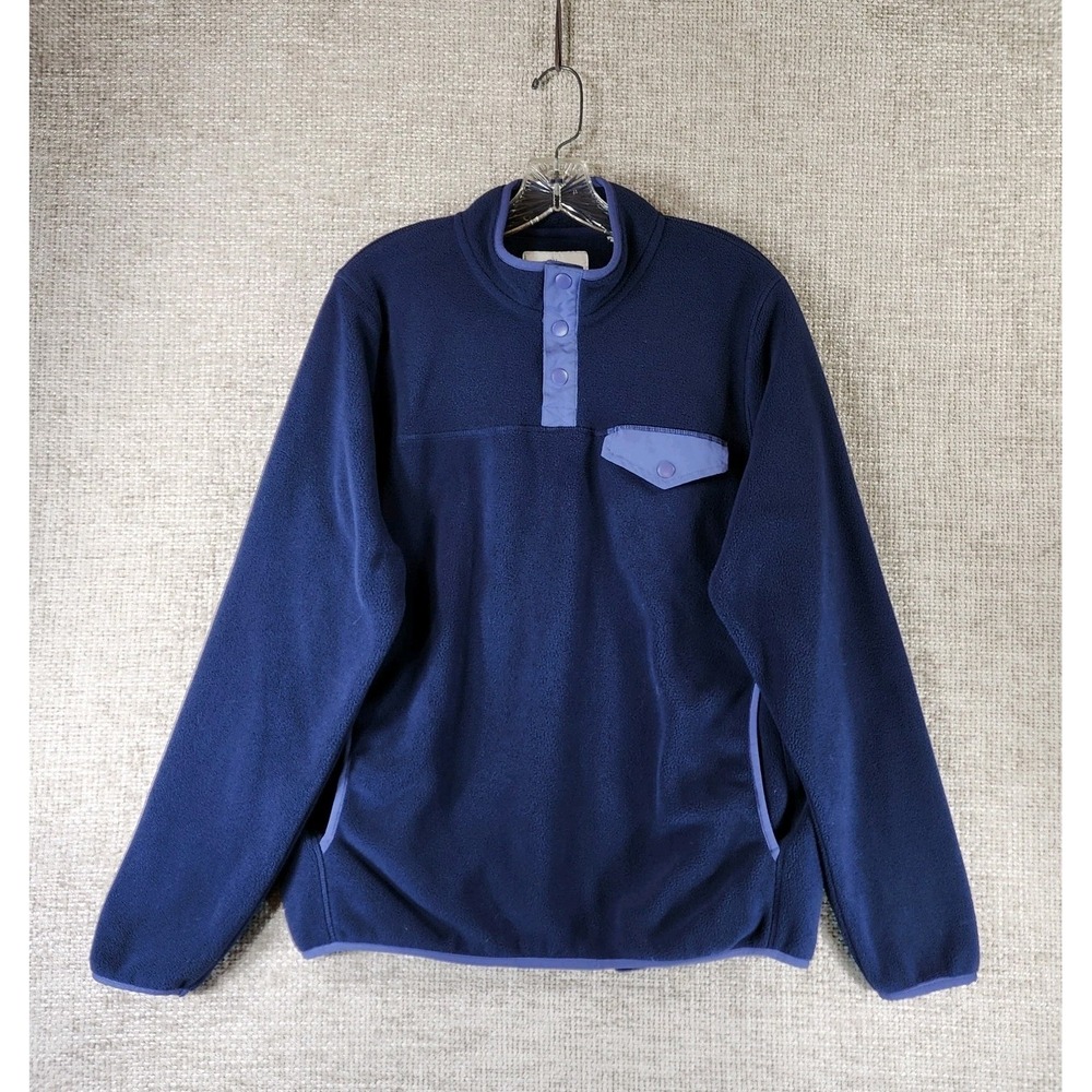 American Tall 1/4 Snap Pullover Fleece‎ Sweater Mens MT Tall Navy Blue Pockets